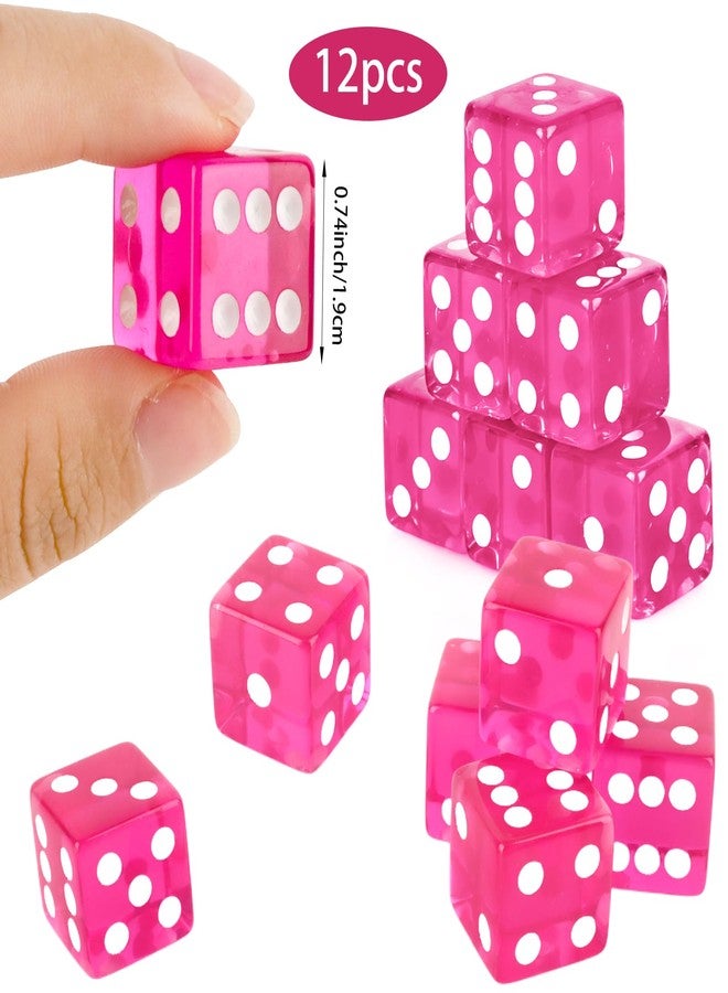 Abilat 12 Pieces 19mm Casino Dice Set Translucent 6 Sided Game Dices Square Corner Acrylic Dice for Casino Vegas Theme Birthday Party Supplies Table Games Board Games (Rose Red) - Image 2
